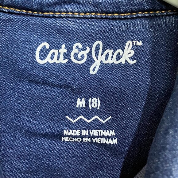 Cat & Jack Girls' Size Medium, Medium Wash Denim Style Snap Closure Jean Jacket - Picture 4 of 12